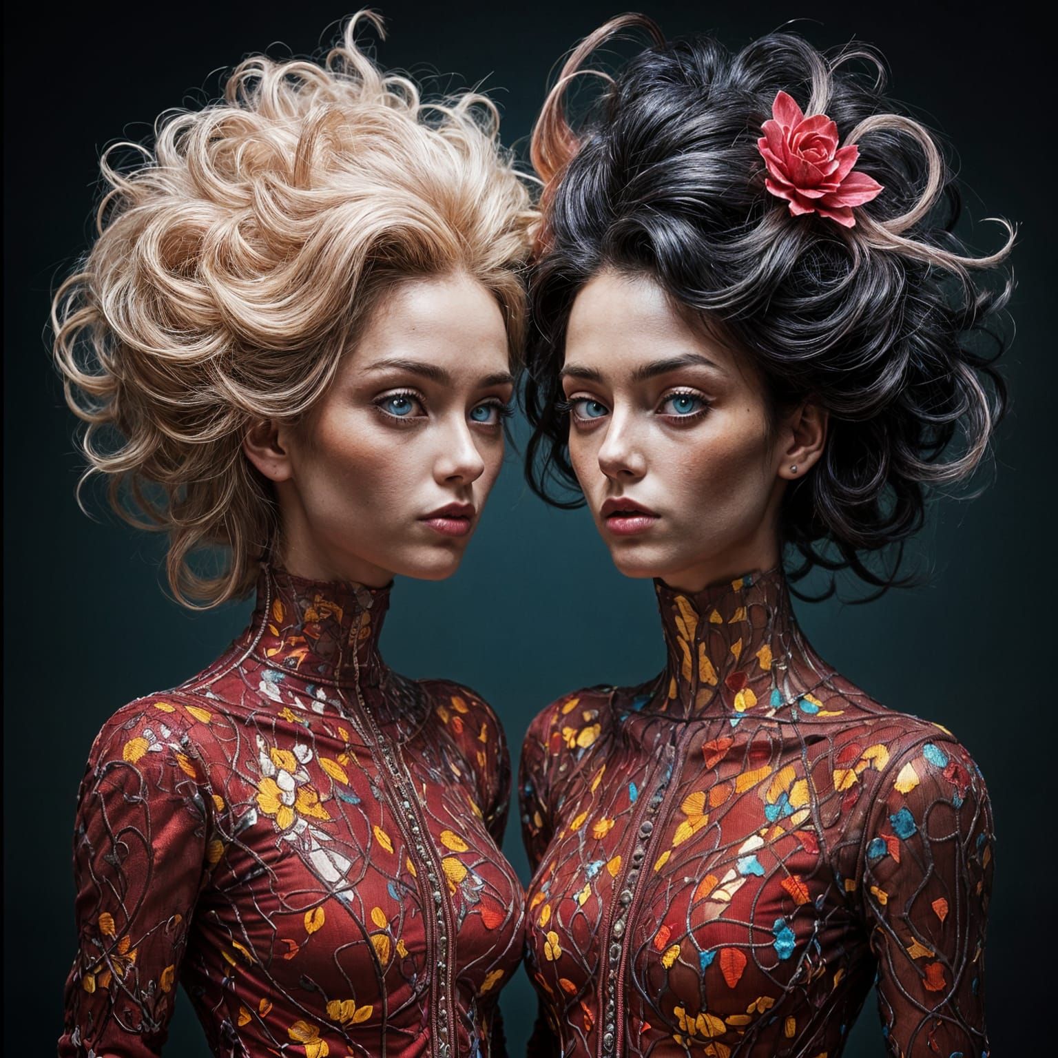 Bambole Futuriste con Abiti Vellutati e Luce Soffusa