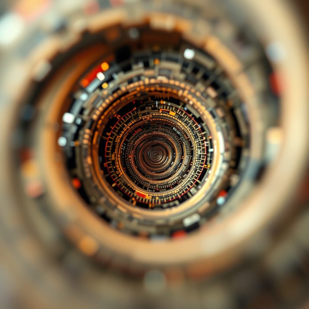 Hypnotic Spiraling Optical Illusion in Psychedelic Style