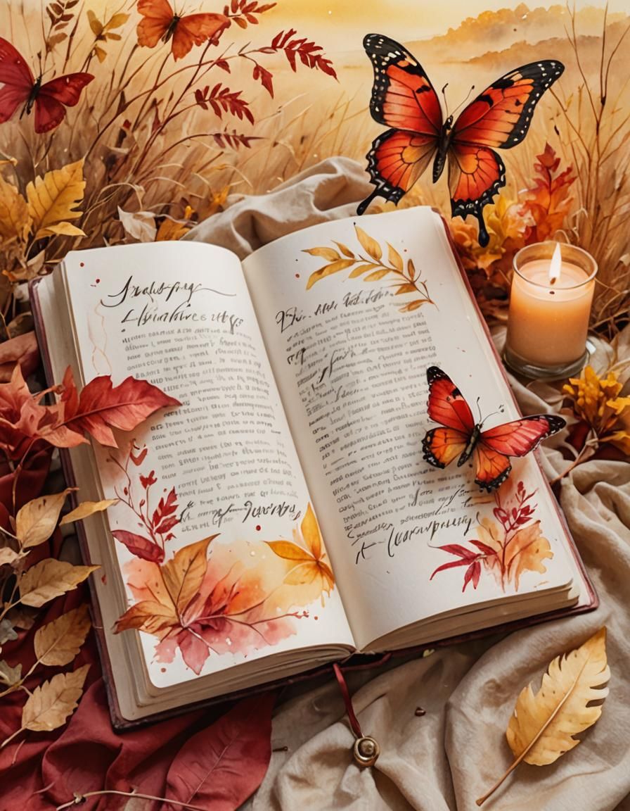 Whimsical Autumn Scene as Watercolor Illustration