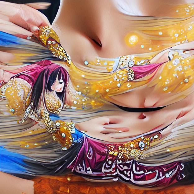 Anime Belly Dance: Detailed and Vibrant Painting