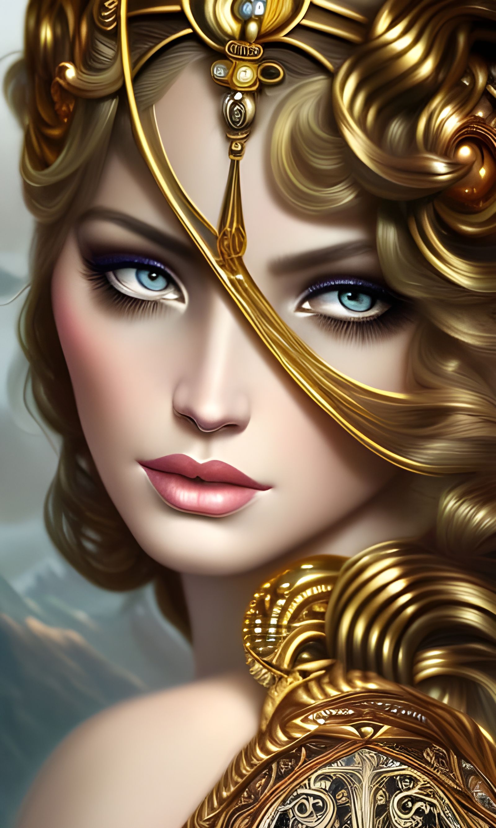 Gorgeous Gold Goddess Portrait in Unreal Engine 5
