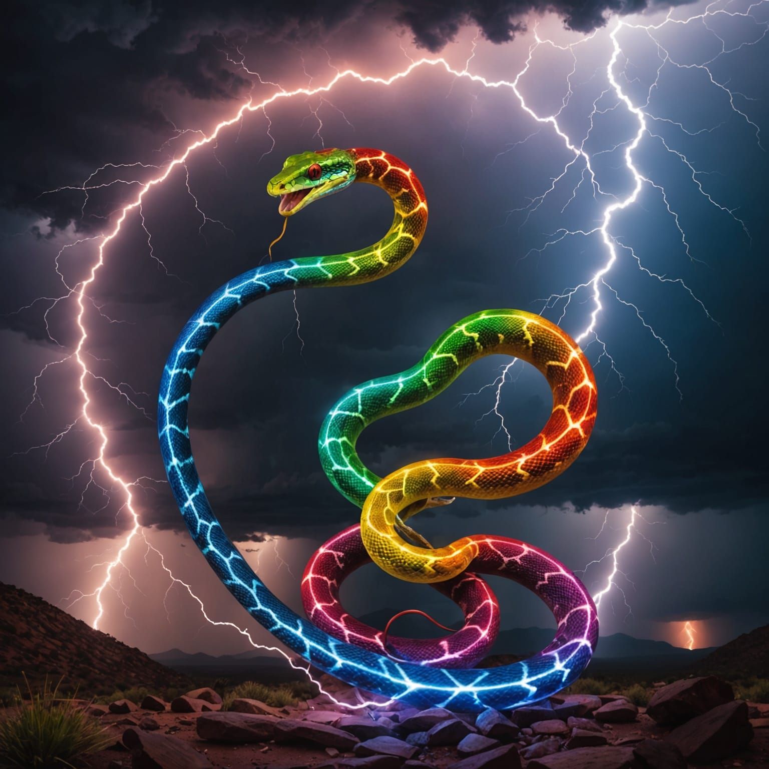 Spectacular Rainbow Snake Embodied by Lightning