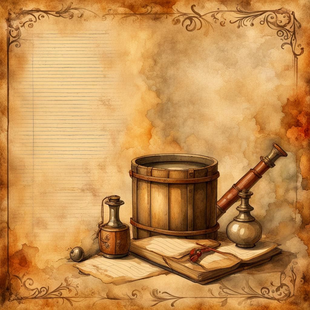 Vintage Parchment with Wizard and Magic Formulas