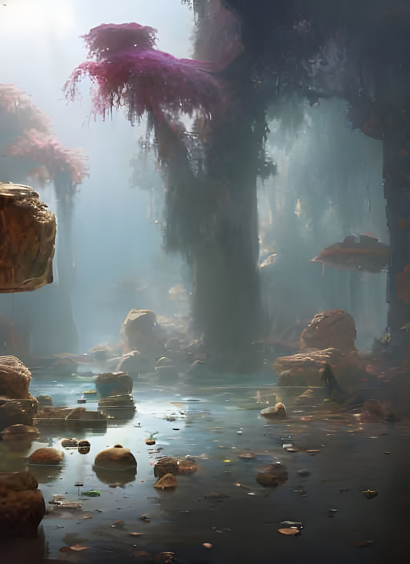 Surreal Abstract Art with Magical Particles and Light