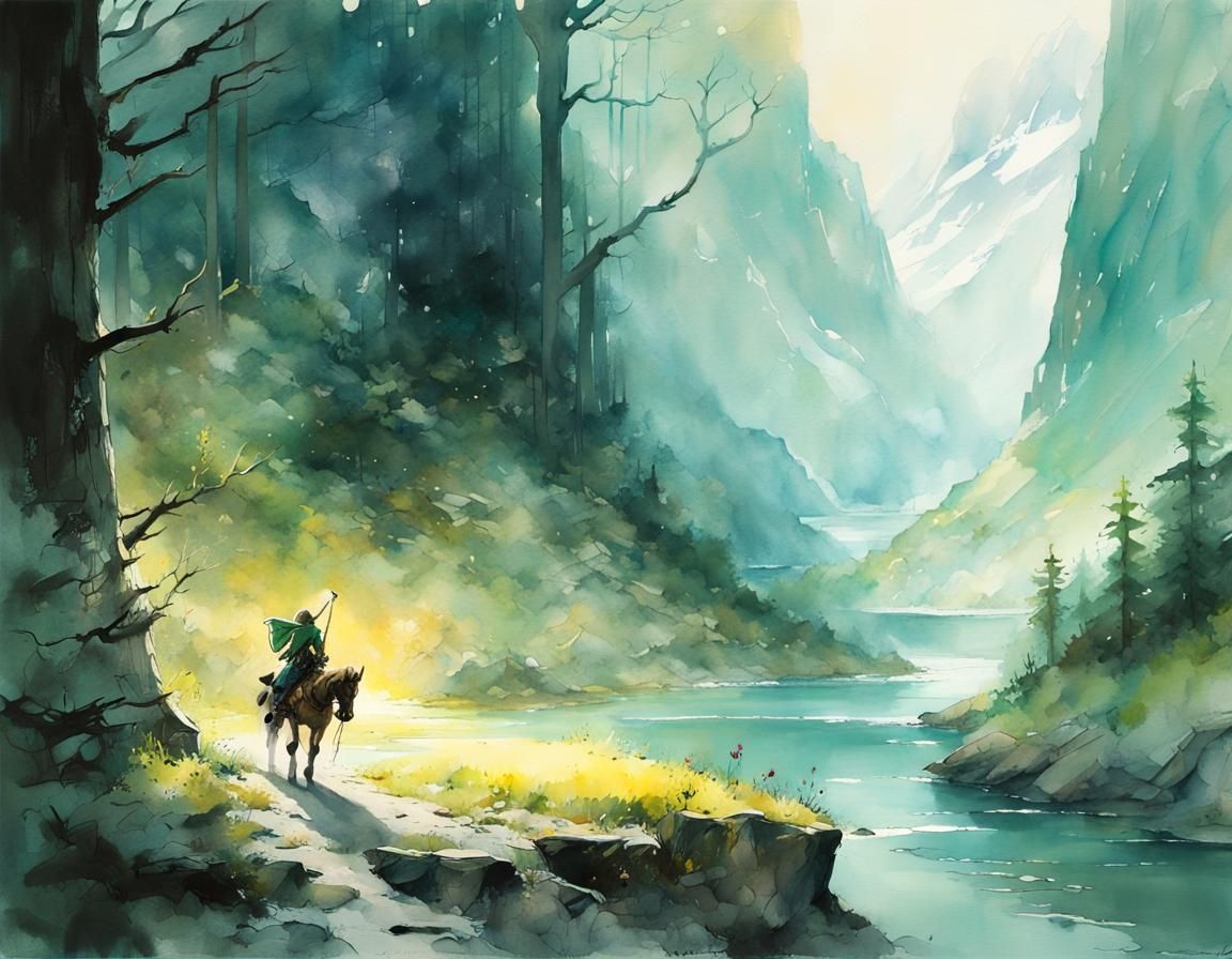 Mysterious Zelda Link in Ethereal Forest