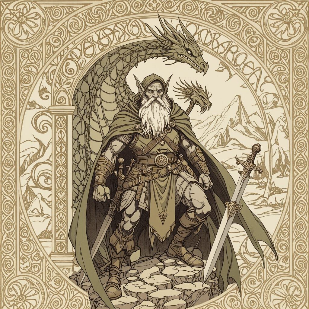 Vintage D&D Fantasy Scene with Mythical Creatures