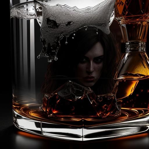 Hyperrealistic Close-up of Woman's Face Behind Glass