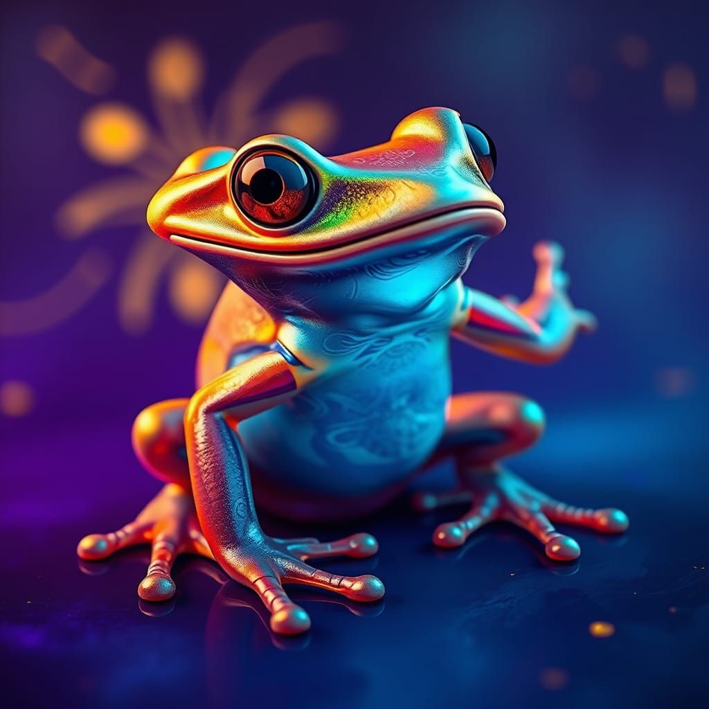 Iridescent Frog Splash Screen in Fantasy Style