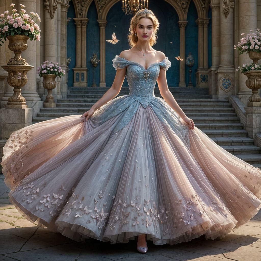 Cinderella in Renaissance Gown: Digital Art Portrait