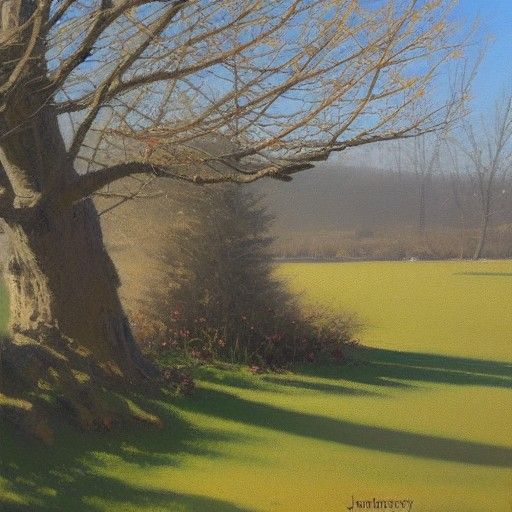 Spring Meadow: An Oil Painting in Gurney Style