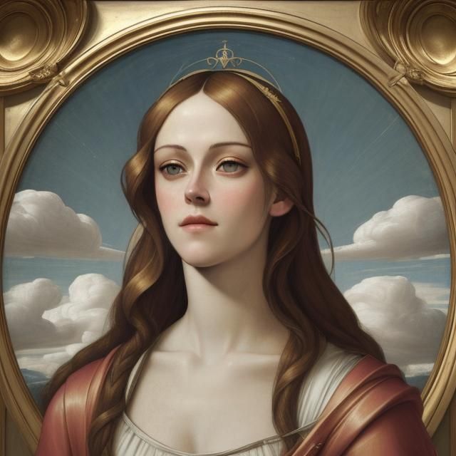 Kristen Stewart Portrait in Renaissance Fresco Style