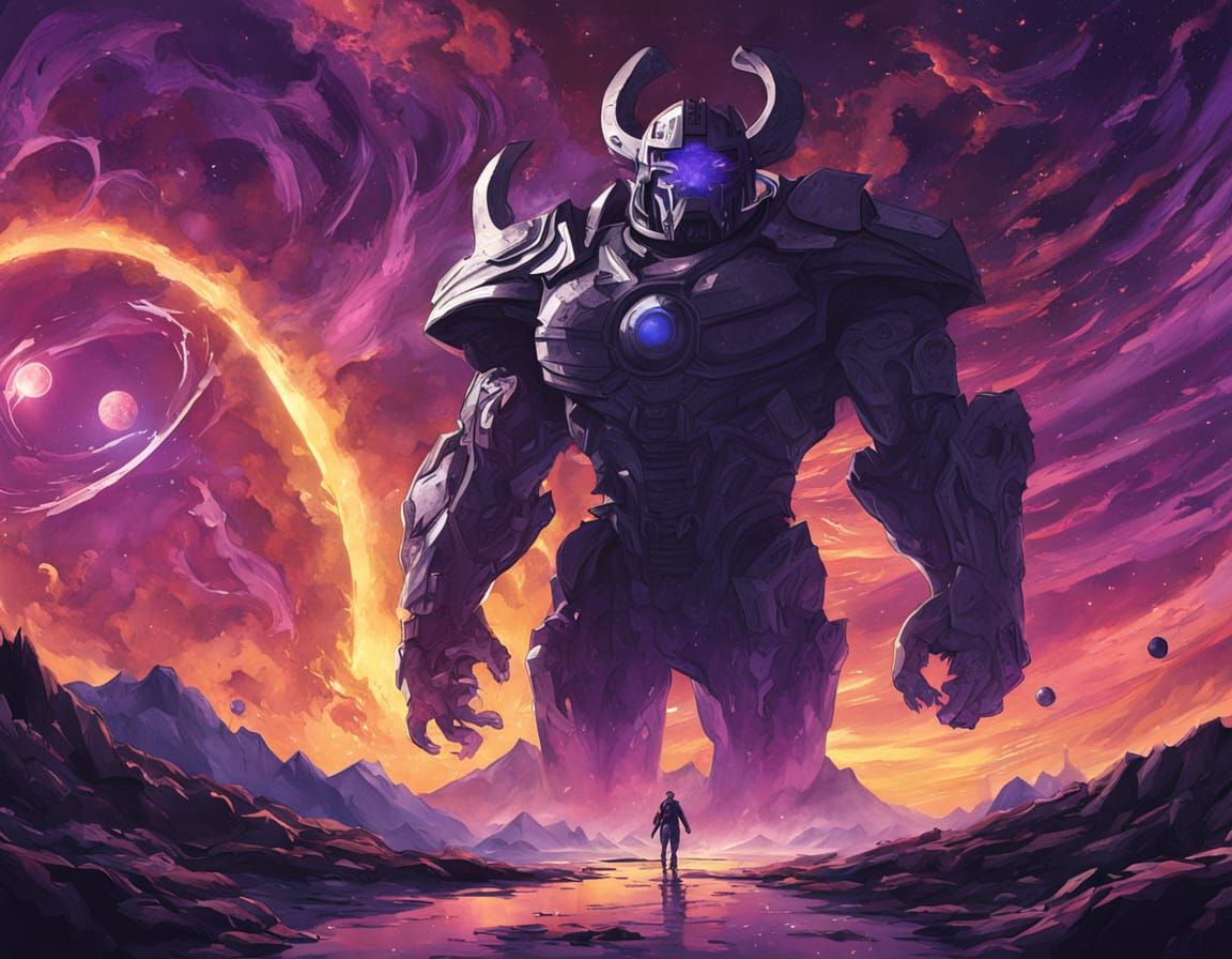 Galactus Devouring Planet in Dark Fantasy Style