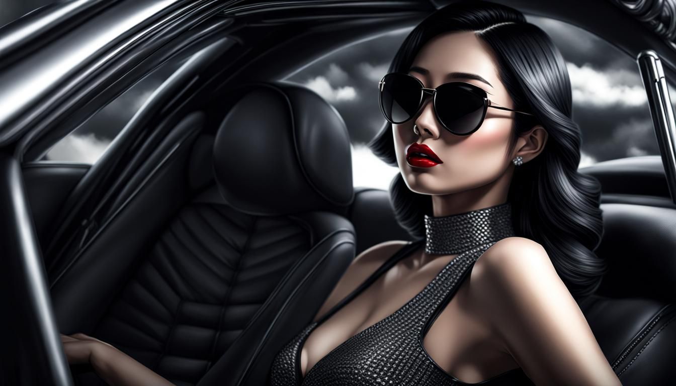 Film Noir Japanese Woman in Photorealistic Style