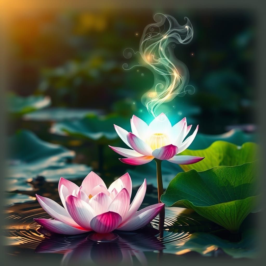 Lotus Bloom Spirit Ascends into Futuristic Light