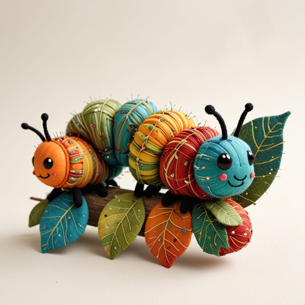 Chibi Fabric Caterpillars Embark on Whimsical Fabric Adventu...