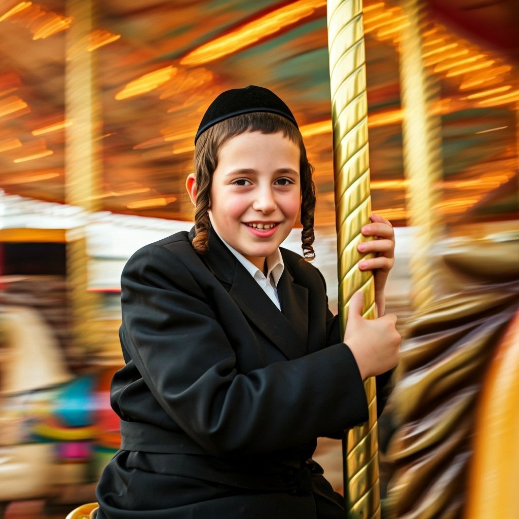 Orthodox Boy on Carousel in Baroque Style