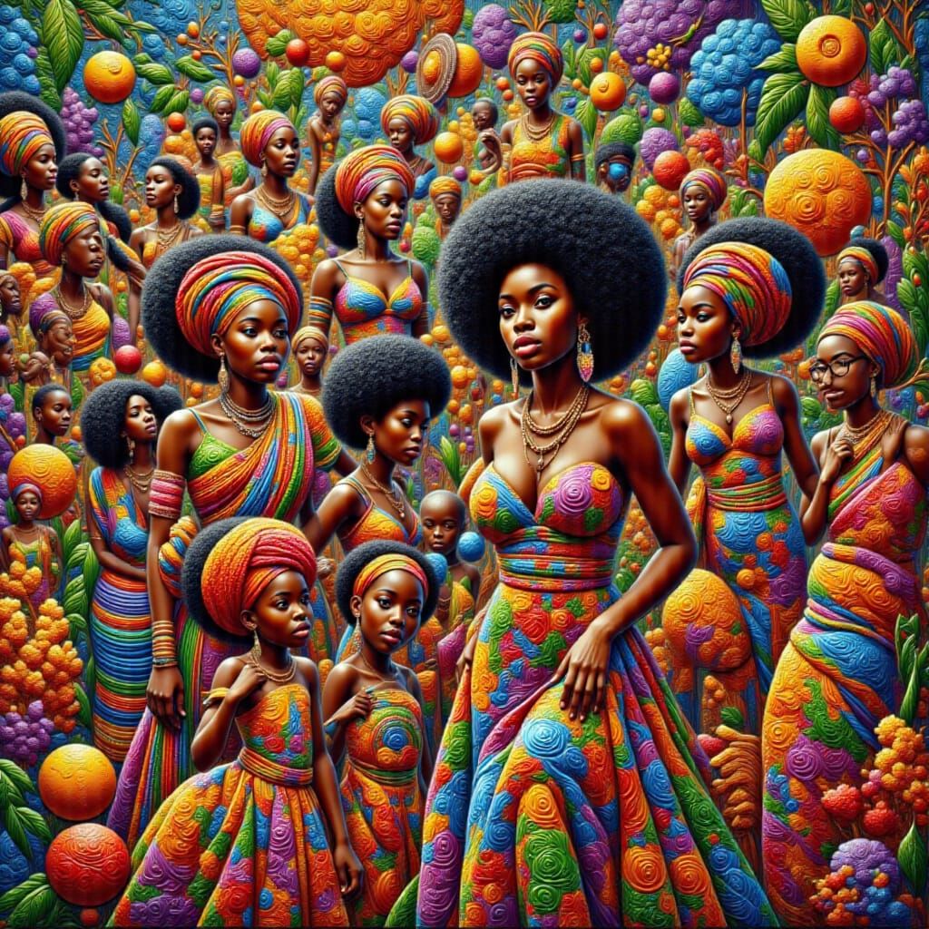 Children's Celebration with African Patterns in Collage Styl...