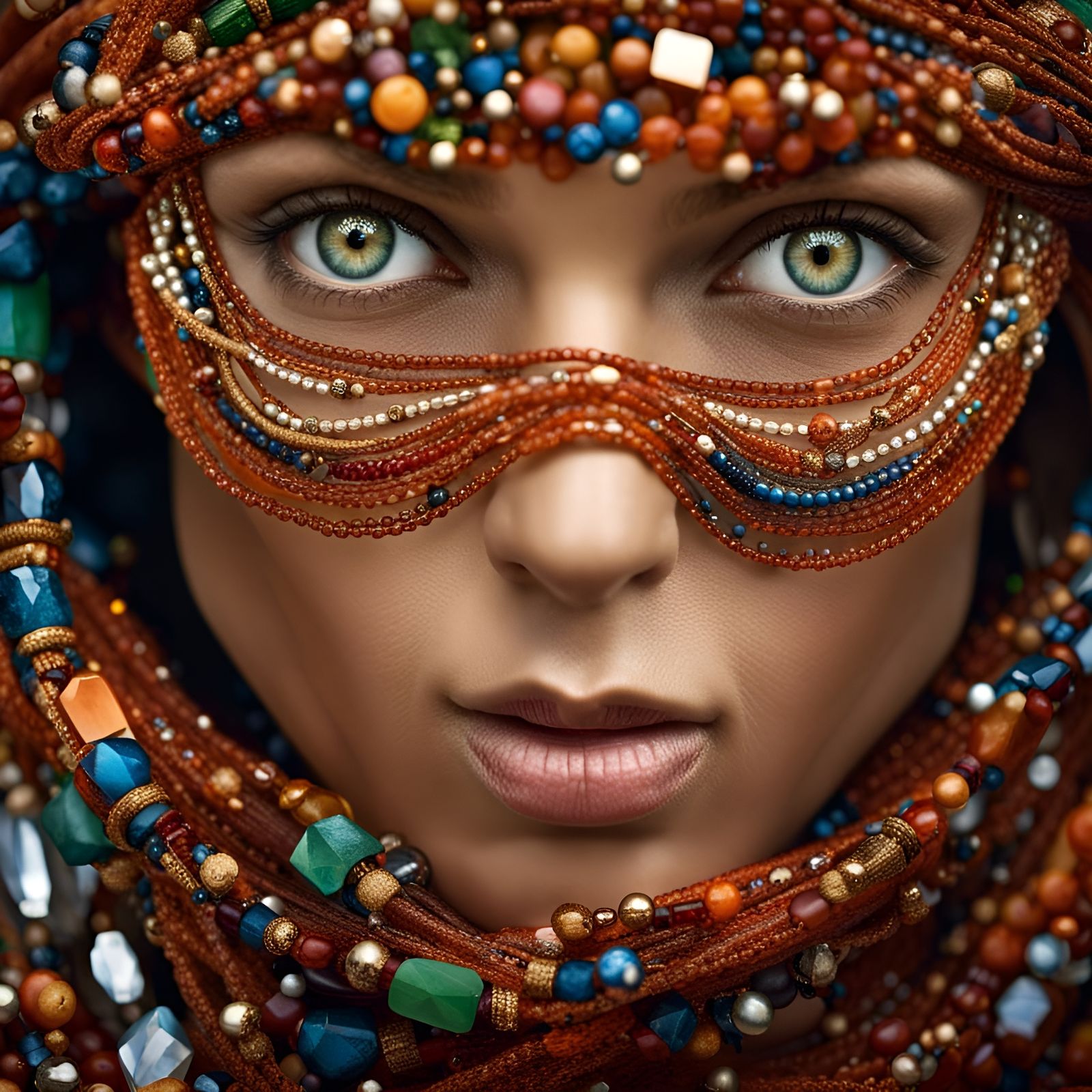 Jeweled Woman's Portrait in Professional Studio Lighting