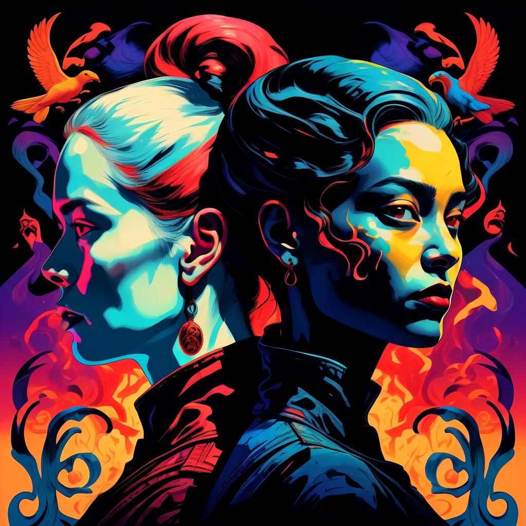 Duality of Woman in Dark Fantasy Illustration