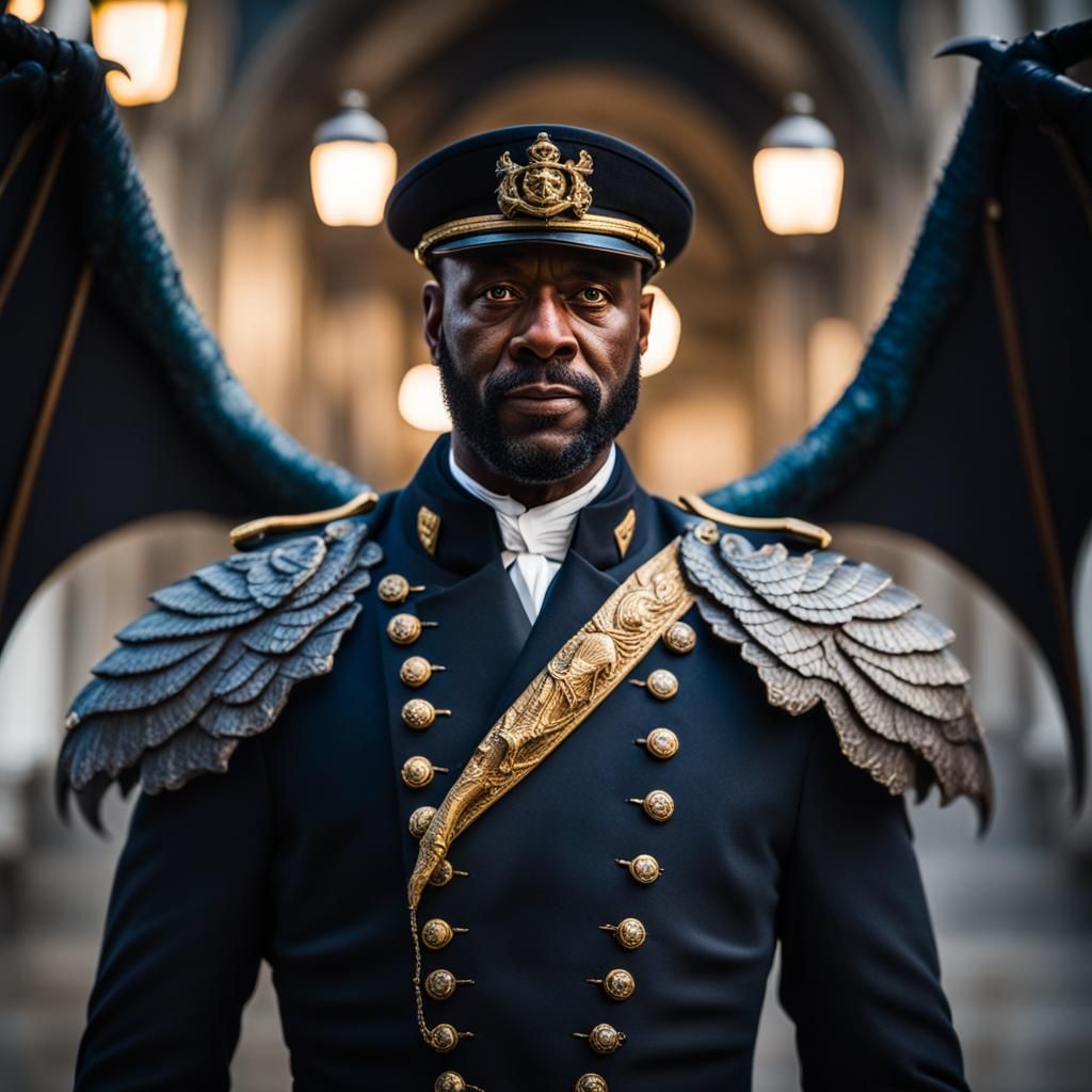 Dragon-Winged Black Man as 1600s Navy Captain