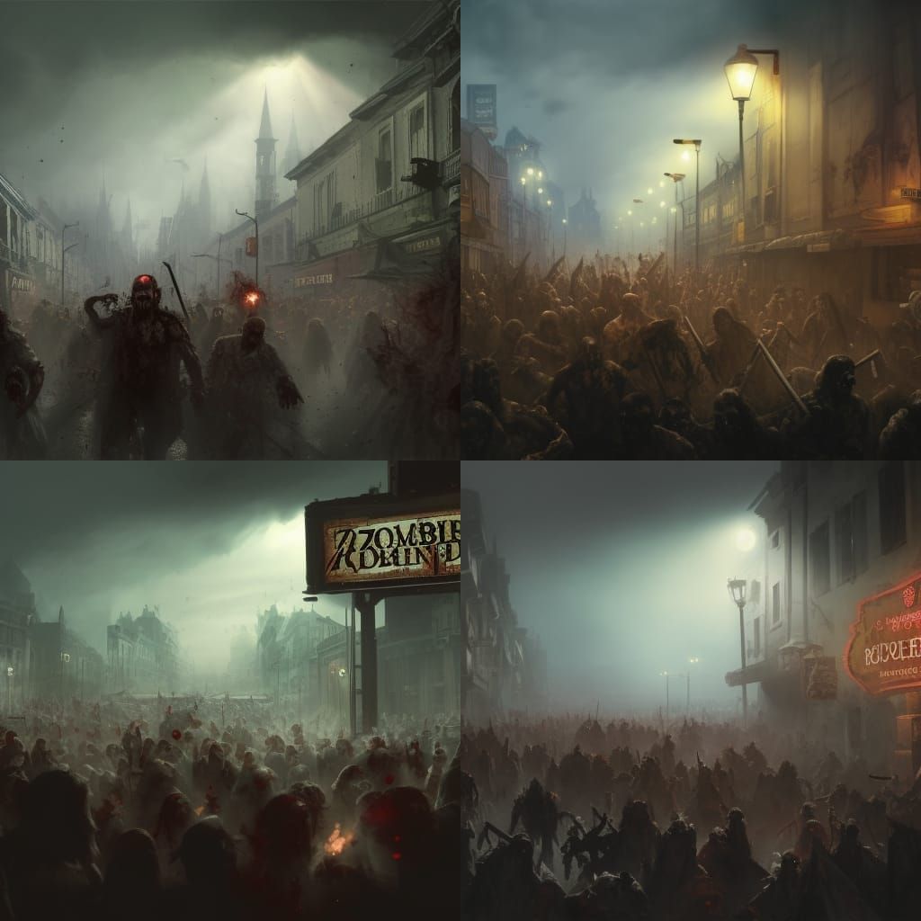 Zombie Horde Invades Fantasy Town: Overhead Map