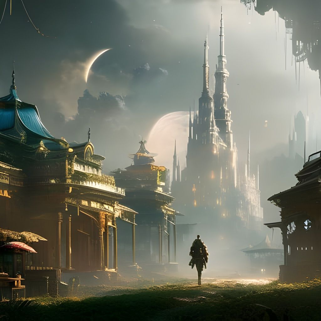 Cinematic Fairy Town Digital Matte Painting in Anime Style