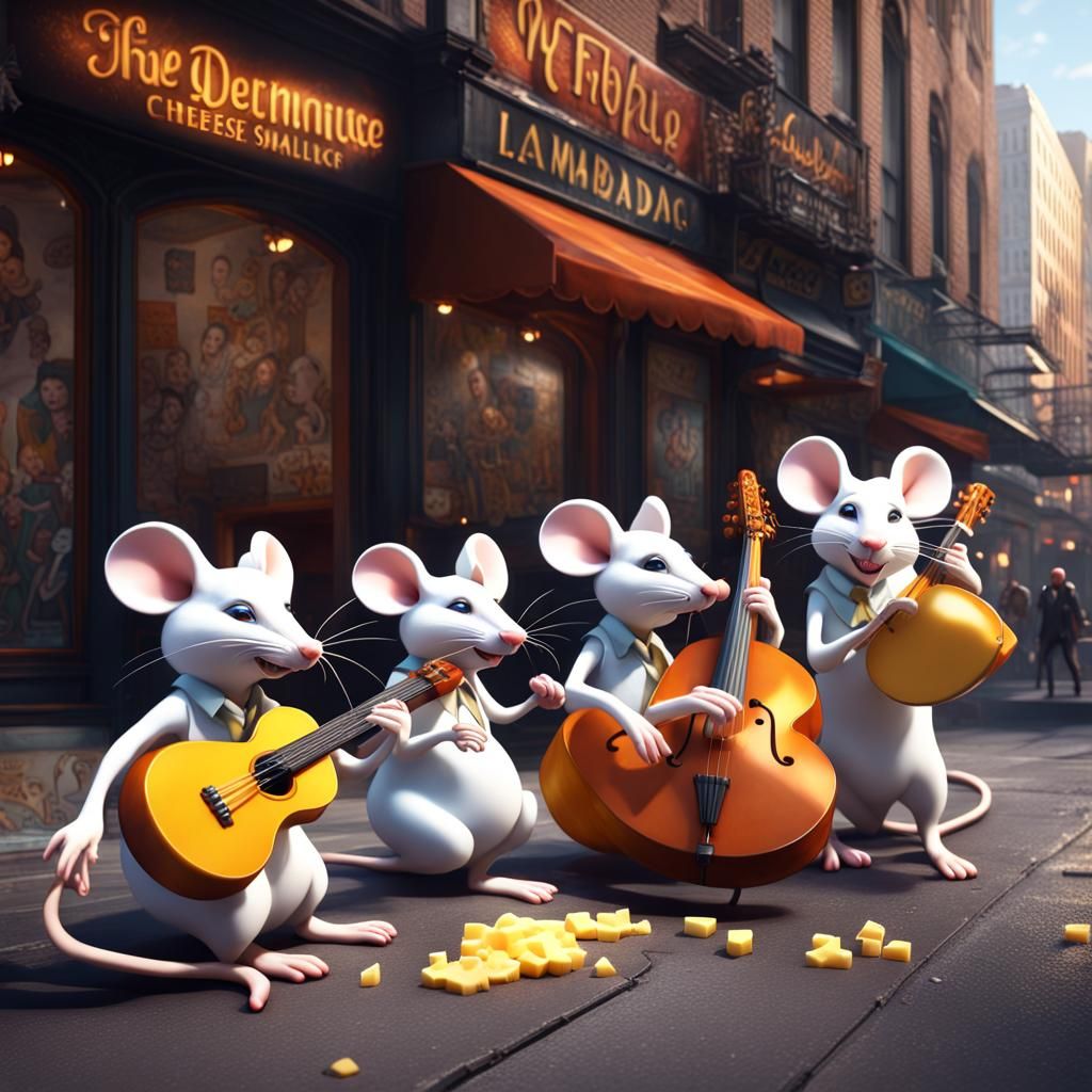 White Mice Play Lambada in New York, Digital Art