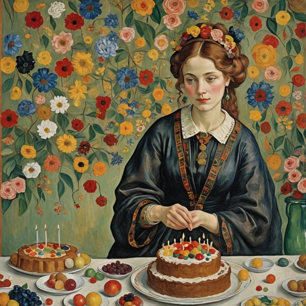 Woman's Birthday Celebration in Varied Artistic Styles