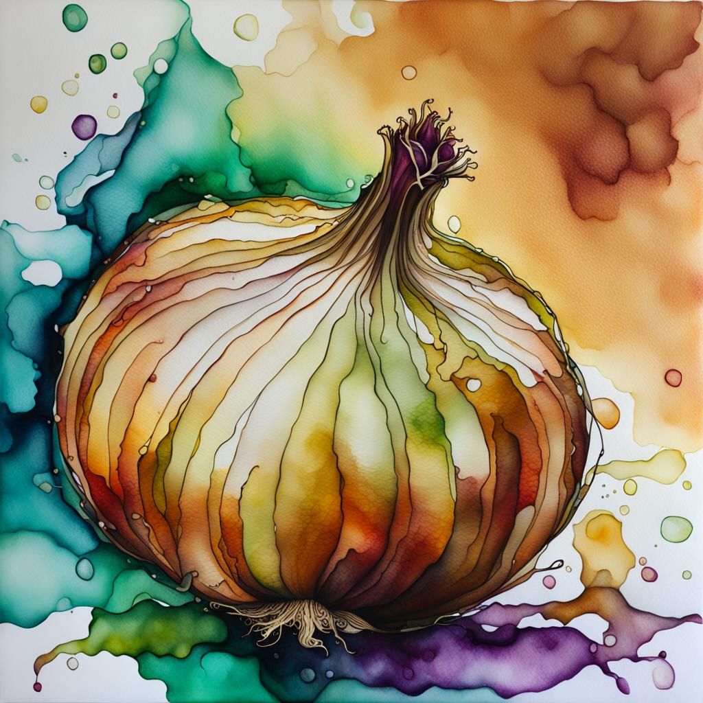 Onion Art: Alcohol Ink Illustration
