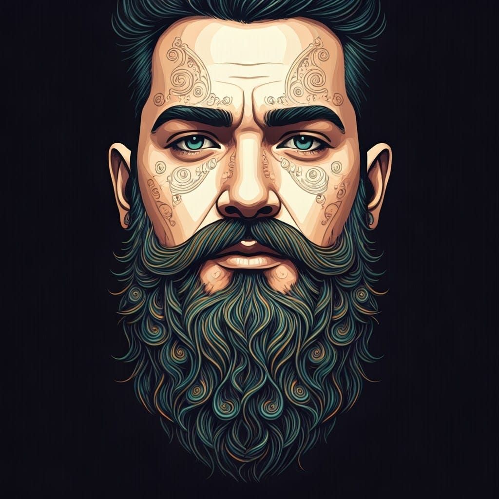 Fractal Beard: Abstract Vector Art Portrait