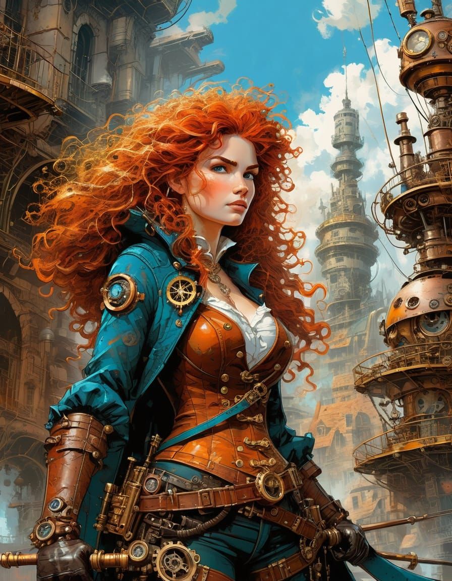 Steampunk Merida in Abstract Art Style