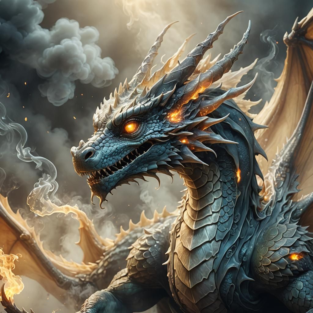 Ethereal Smoke Dragon Digital Concept Art