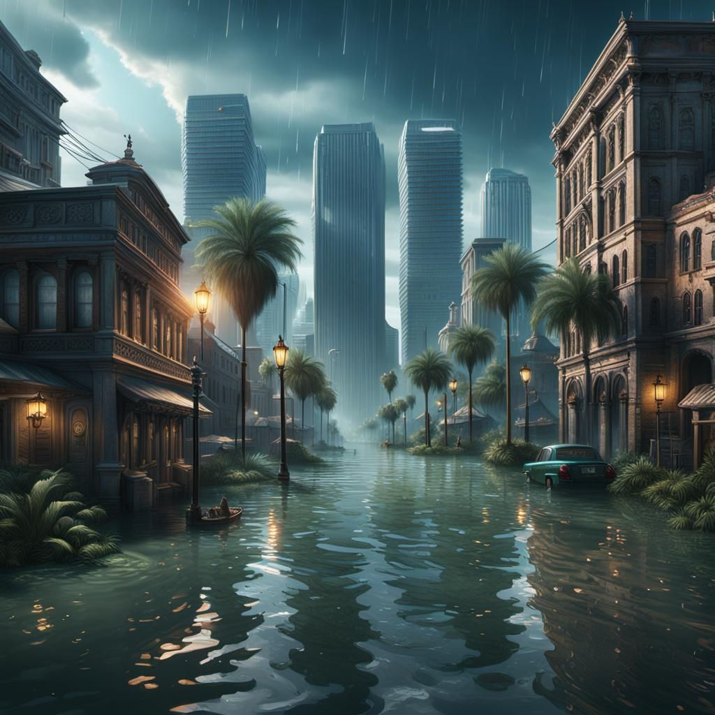Flooded Tampa: Detailed Matte Painting