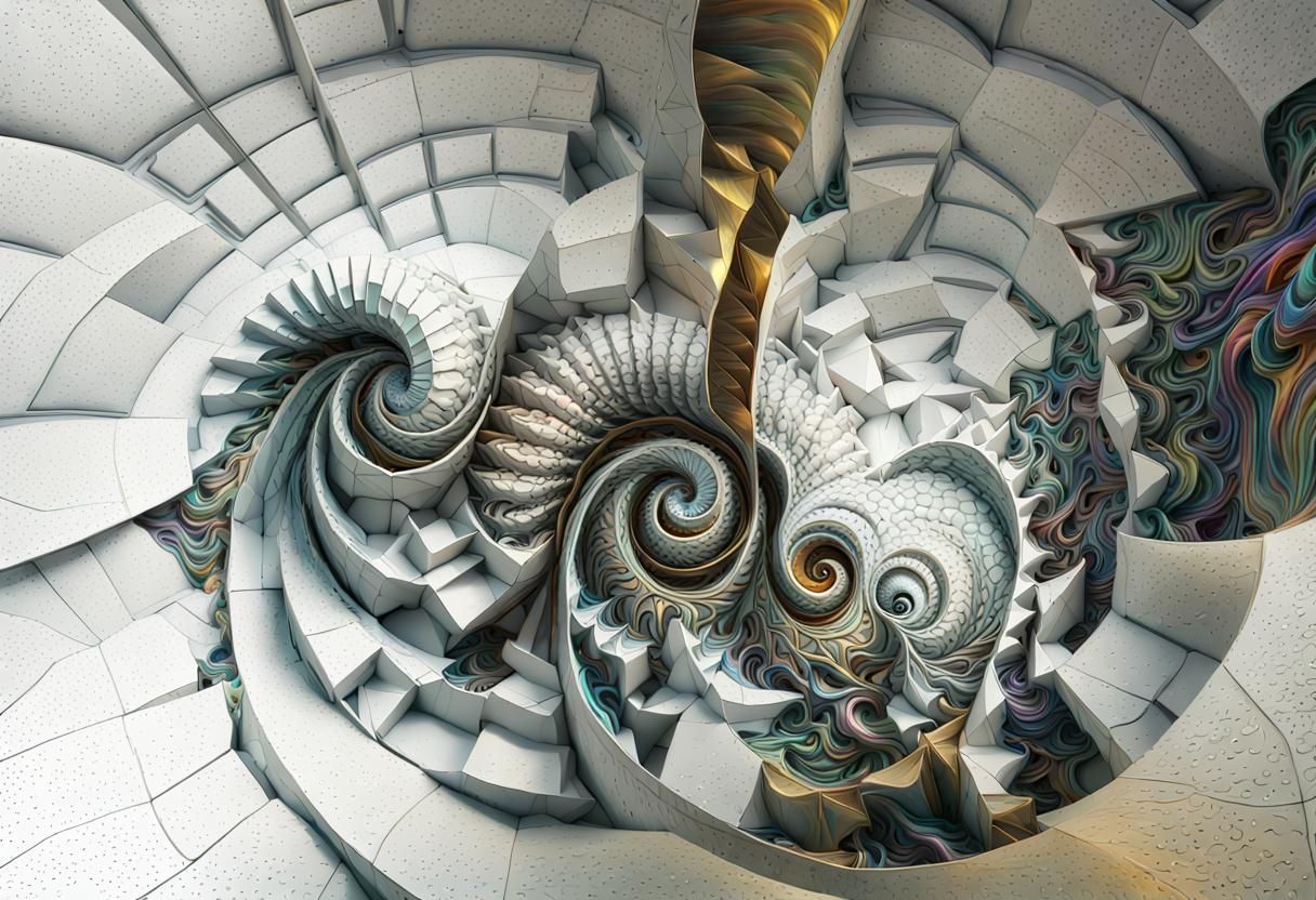 Geometric Abstract in Polychromatic 3D Render