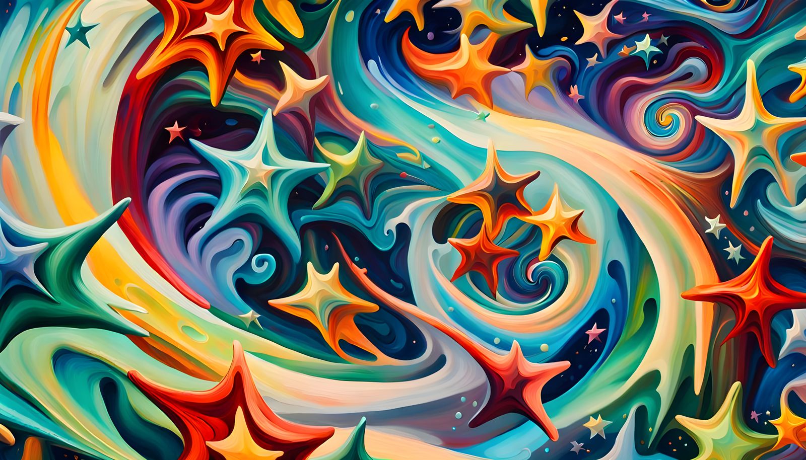 Cosmic Stars Forming Iridescent Wave, Abstract Expressionism
