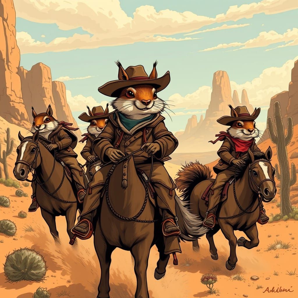 Wild West Squirrels Ride the Canyon