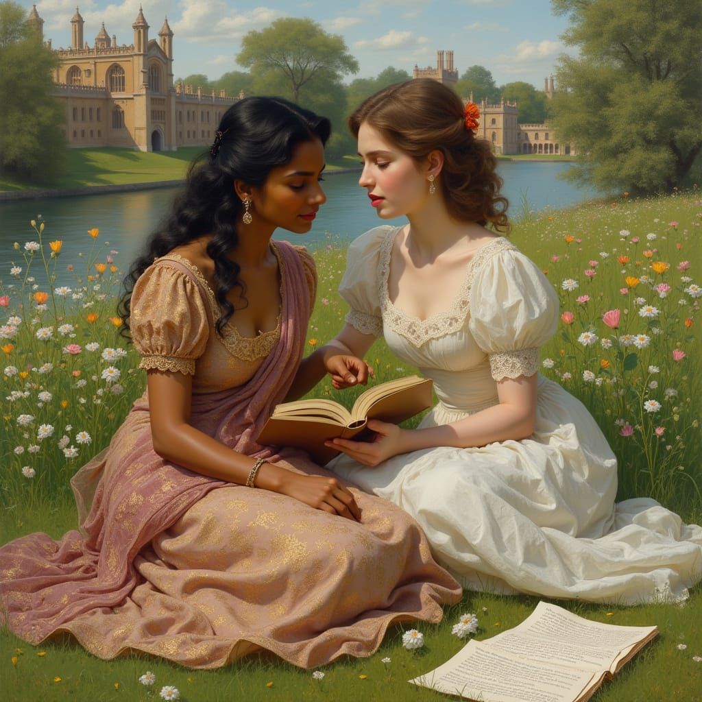 Victorian Women Reading Sappho by River Cam