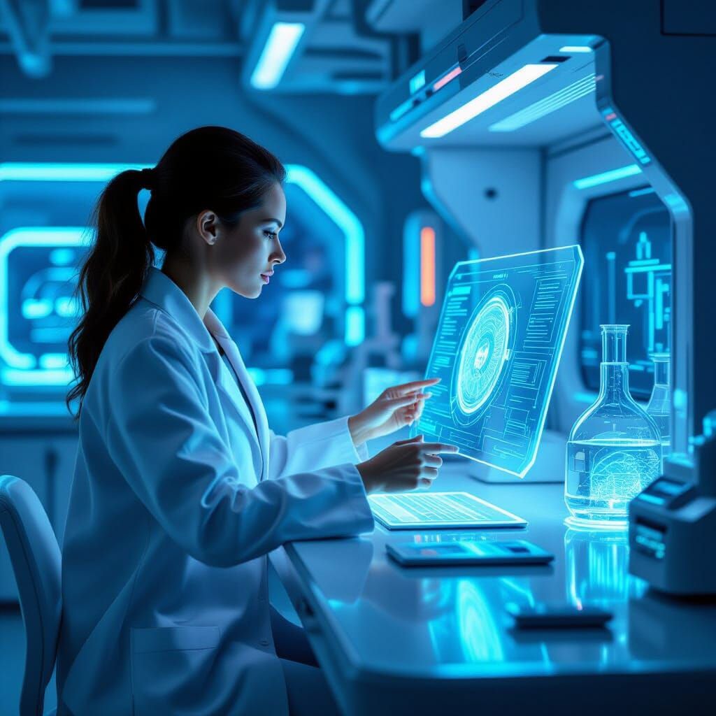 Futuristic Laboratory Scene in Cyberpunk Style