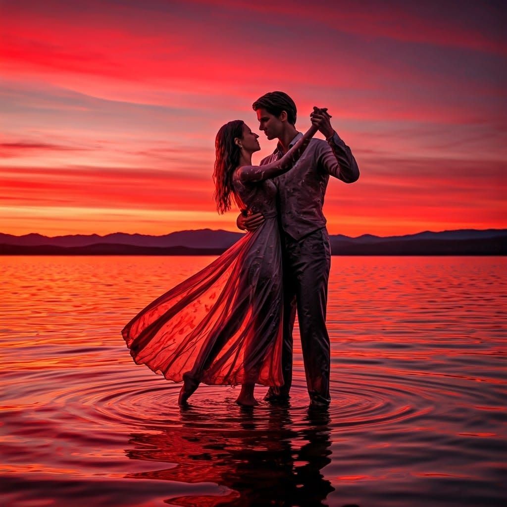 Water Dancers in Crimson Lake