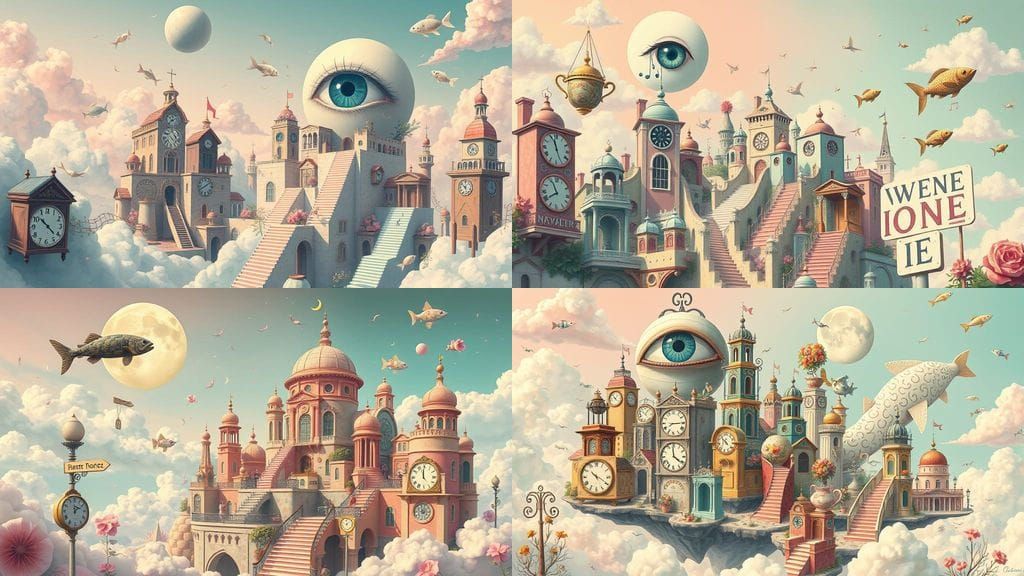 Surreal Dreamscape City in Airbrush Style