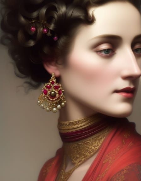 Edwardian Woman Portrait with Dramatic Lighting