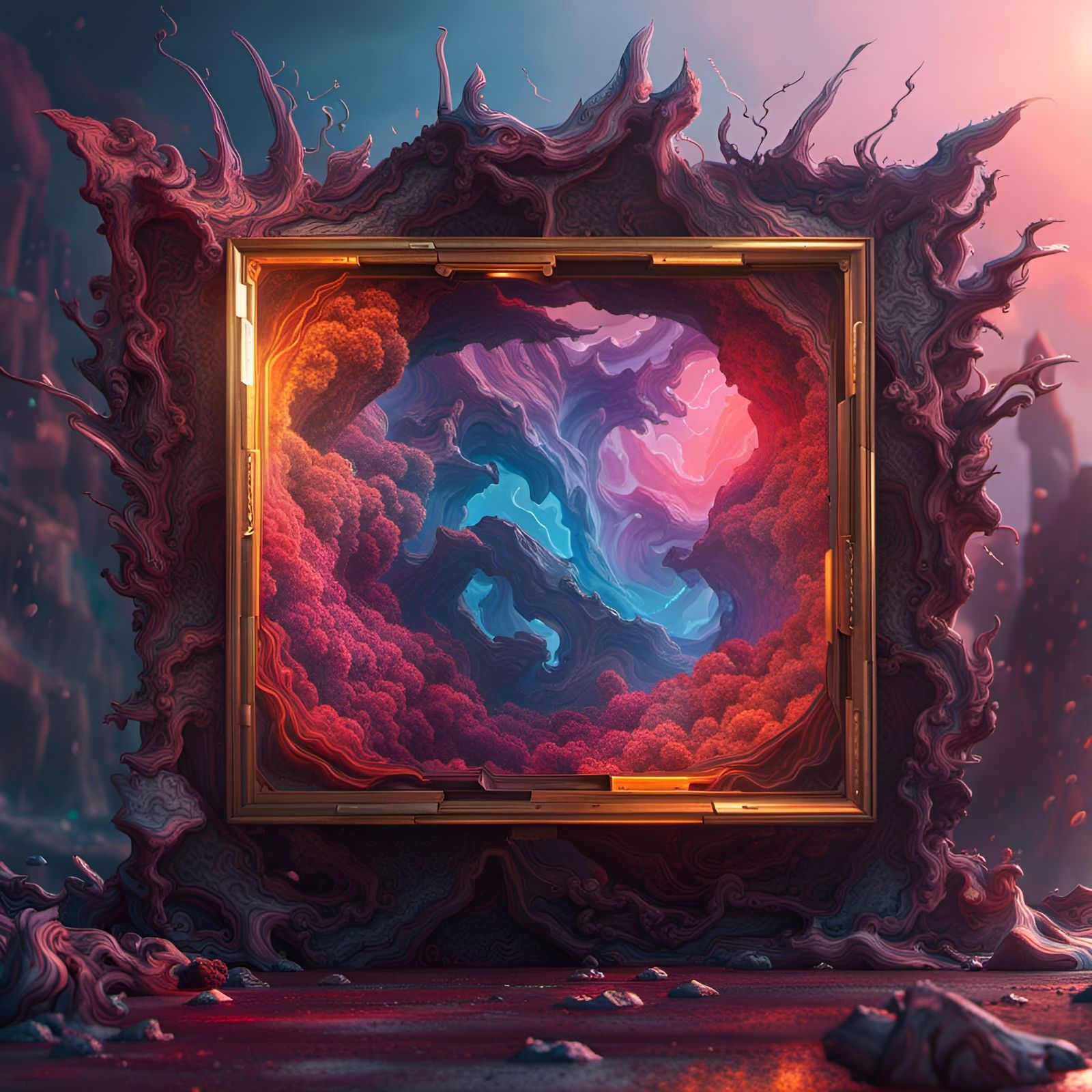 Abstract TV Art Frame in Detailed Matte Painting