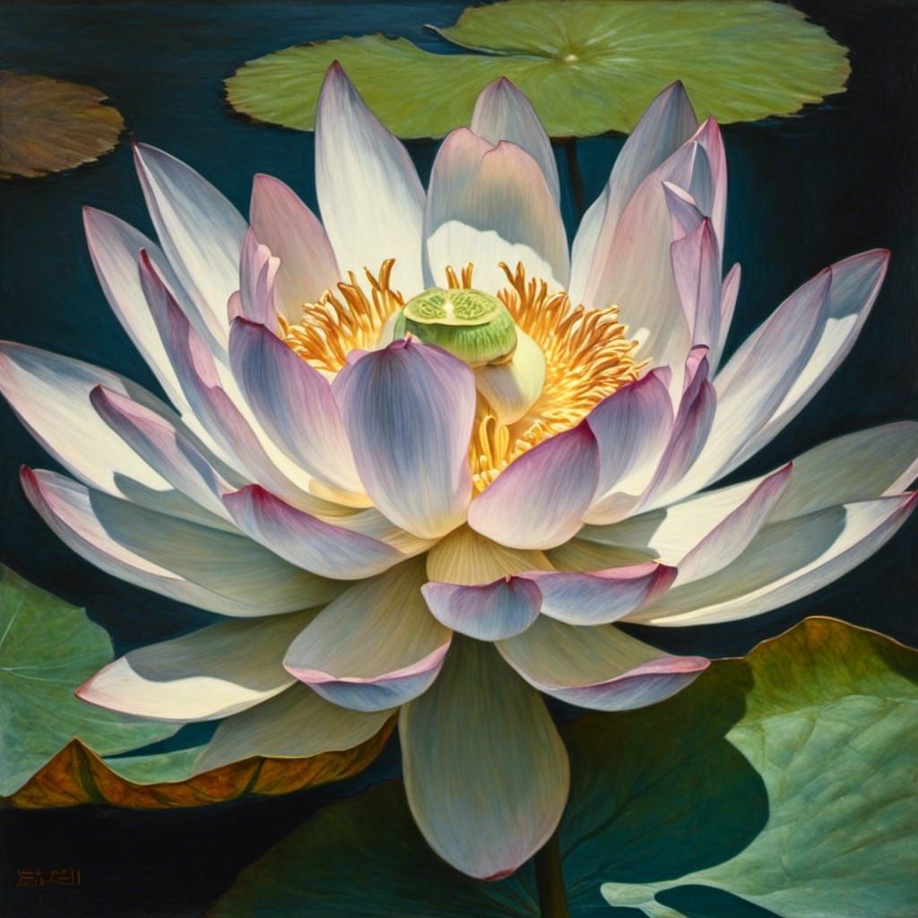 Blooming Lotus Flower in Digital Art Style