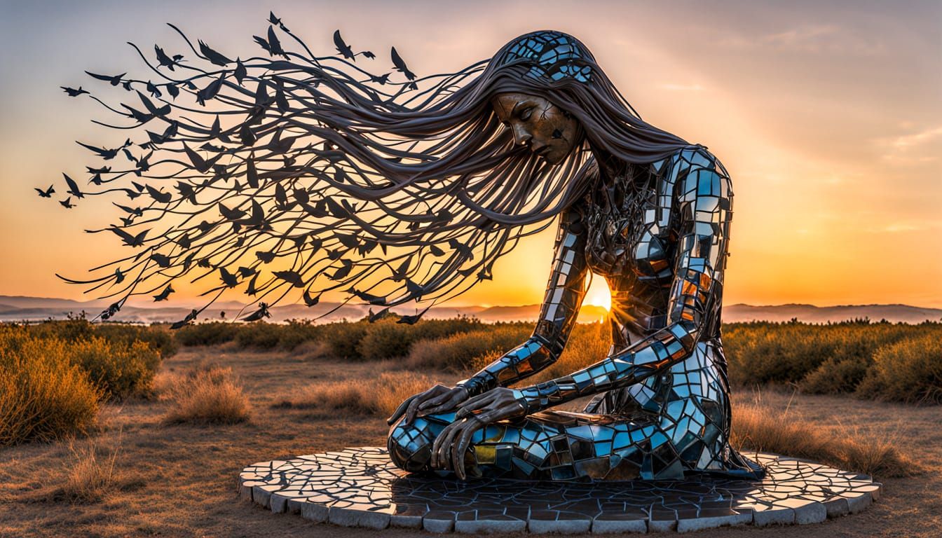 Surreal, Dreamlike Collage of Strength and Resilience