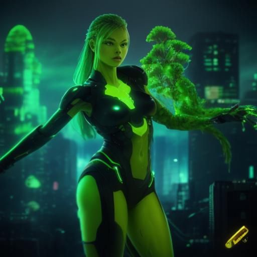 Biopunk Cityscape with Cyborg Goddesses