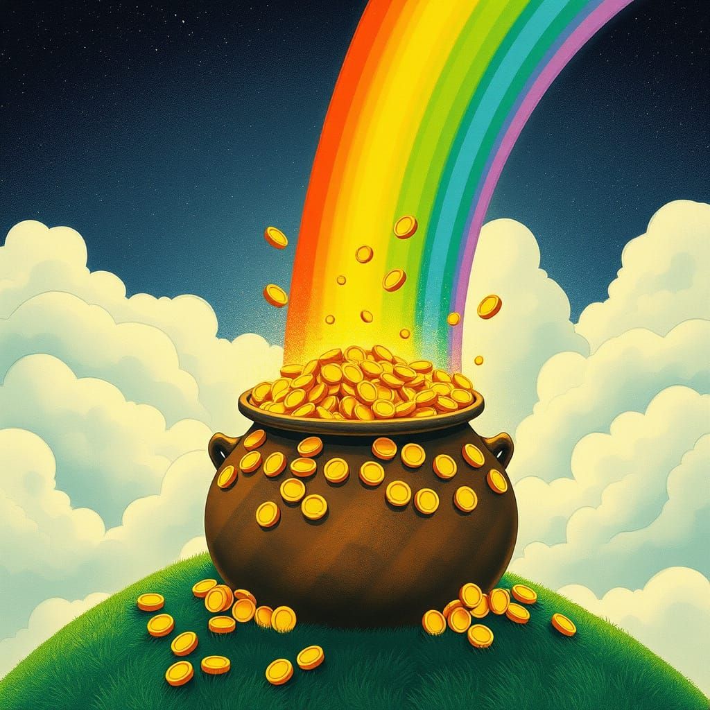 Glowing Rainbow Treasure in Whimsical Fantasy Style