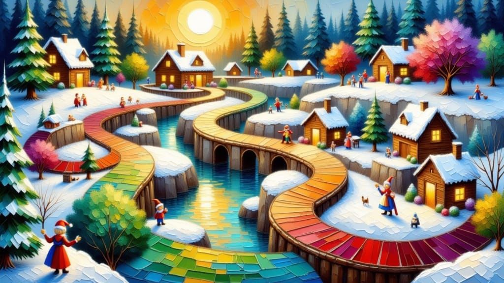 Winter: Valley with houses