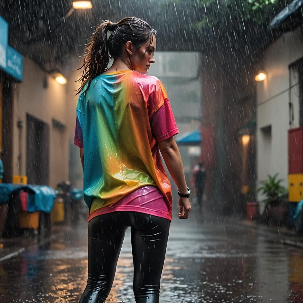 Woman in Rain: Realistic Full-Body Photography