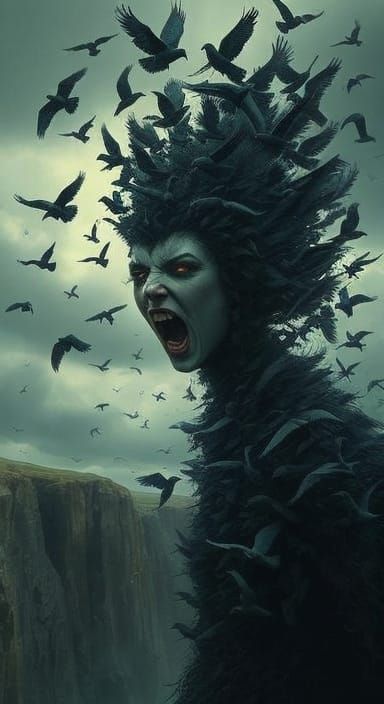 Dissolving Bird Woman: Surreal Fantasy Art