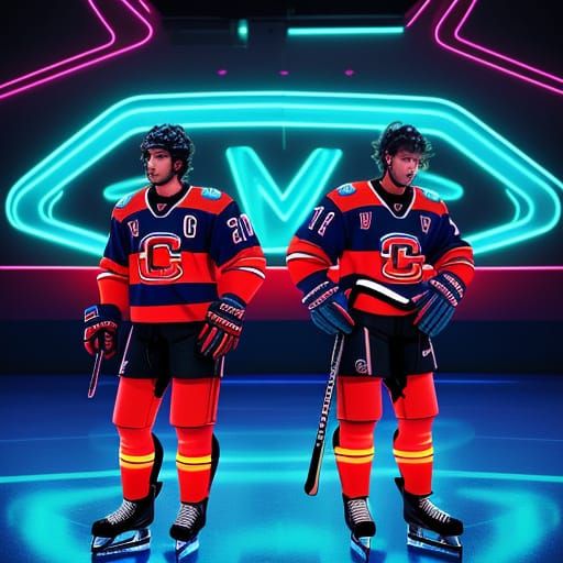 Retro Futuristic Hockey Scene with Canadiens de Montréal